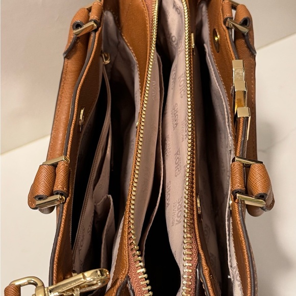 Michael Kors Brown Leather Florence Satchel with Gold Hardware - Picture 7 of 16